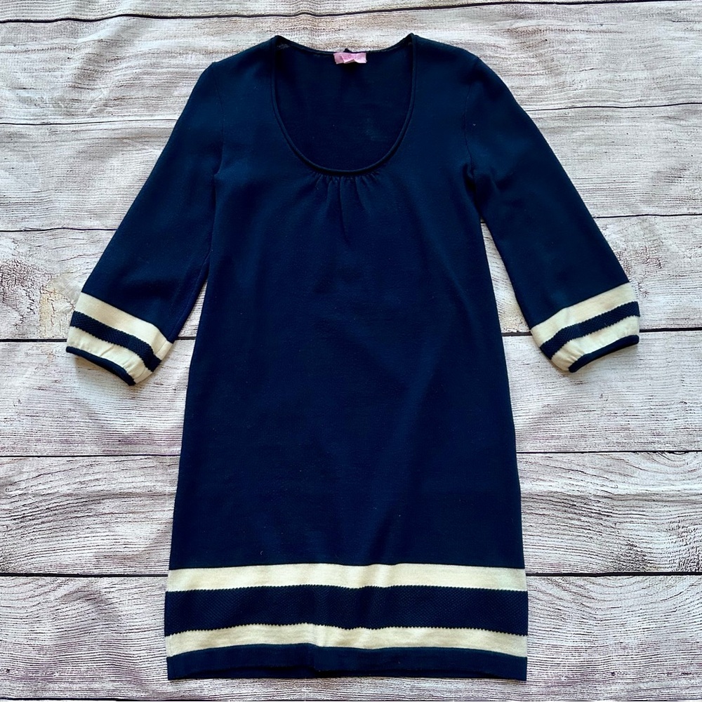 Lilly Pulitzer Navy Ivory Merino Wool Sweater Dress Ladies size XS S - Picture 5 of 5